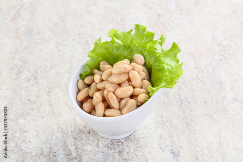 White canned beans for vegan suisine photo