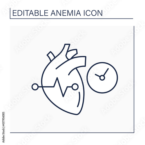 Anemia line icon. Disease symptoms. Irregular heartbeats. Abnormal heart rhythm. Health protection concept. Isolated vector illustration. Editable stroke