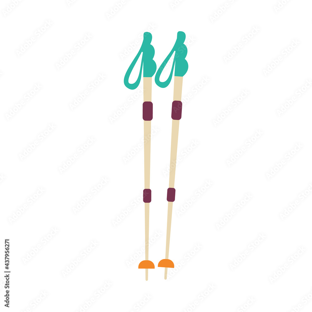 Pair of Nordic Walking poles or sticks, flat vector illustration isolated. Pair of Nordic Walking poles or sticks, flat vector illustration isolated.