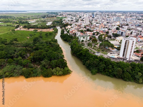 Meeting of water of two rivers called Doce and Pequeno, in Linhares city, Brazil. photo