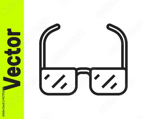 Black line Safety goggle glasses icon isolated on white background. Vector