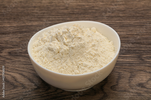 Wheat flour heap in the bowl