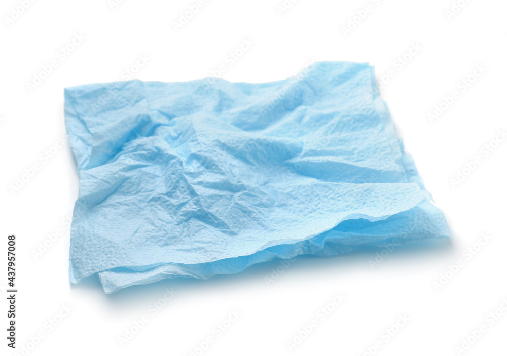Blue crumpled paper napkin