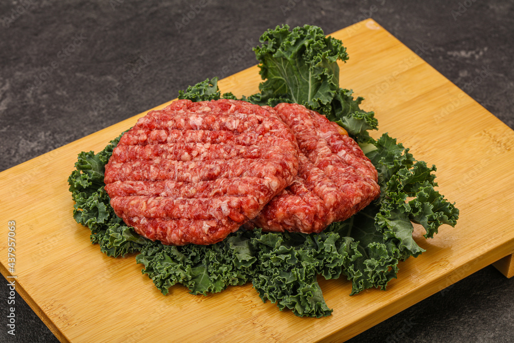 Raw beef burger cutlet for cooking Raw beef burger cutlet for cooking