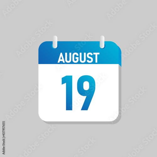 White daily calendar Icon August in a Flat Design style. Easy to edit Isolated vector Illustration.