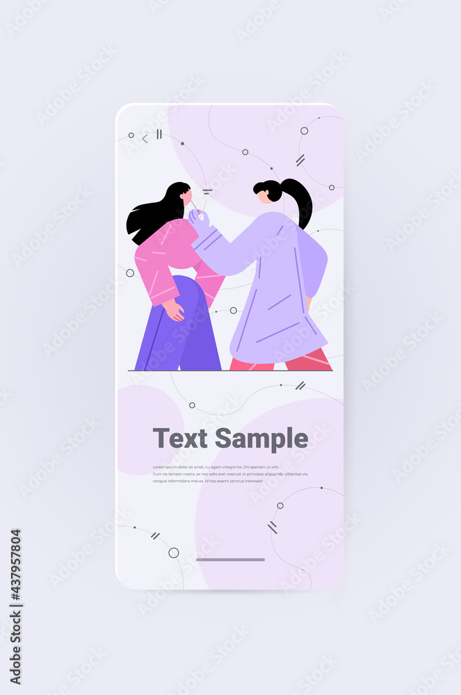 doctor holding buccal cotton swab ready to collect DNA from woman patient in lab DNA testing genetic engineering