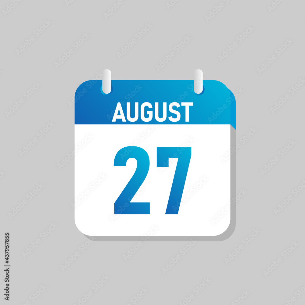 White daily calendar Icon August in a Flat Design style. Easy to edit Isolated vector Illustration. White daily calendar Icon August in a Flat Design style. Easy to edit Isolated vector Illustration.