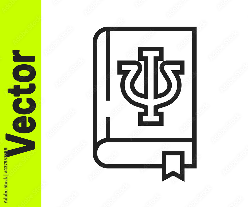 Black line Psychology book icon isolated on white background. Psi symbol. Mental health concept, psychoanalysis analysis and psychotherapy. Vector Black line Psychology book icon isolated on white background. Psi symbol. Mental health concept, psychoanalysis analysis and psychotherapy. Vector