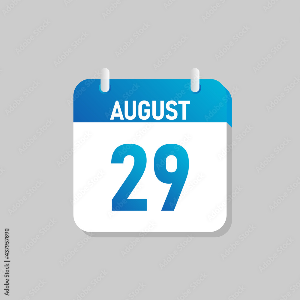 White daily calendar Icon August in a Flat Design style. Easy to edit Isolated vector Illustration. White daily calendar Icon August in a Flat Design style. Easy to edit Isolated vector Illustration.