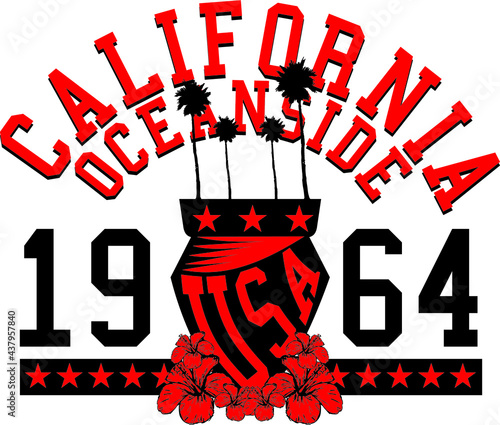 California oceanside beach graphic design vector art