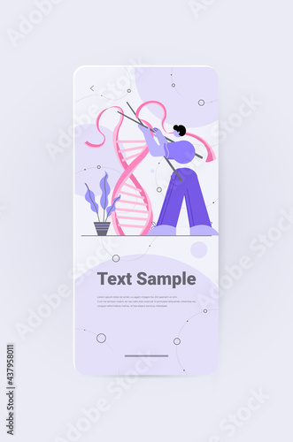 scientist knitting DNA researcher making experiment in lab DNA testing genetic engineering concept vertical
