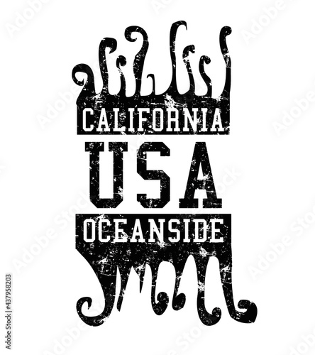 California oceanside beach graphic design vector art