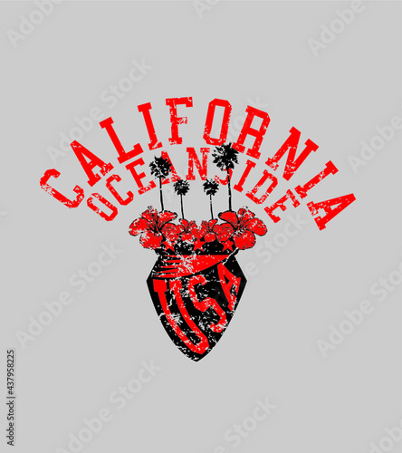 California oceanside beach graphic design vector art