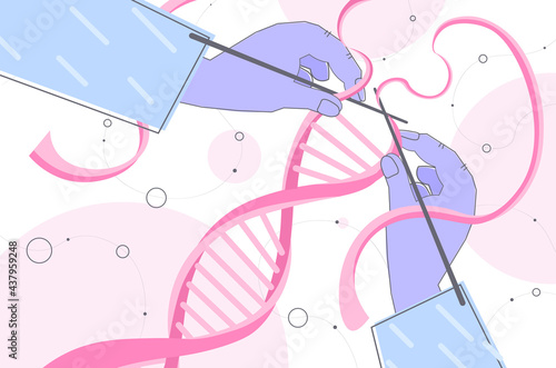 scientist knitting DNA researcher making experiment in lab DNA testing genetic engineering concept horizontal