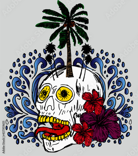 California oceanside beach graphic design vector art