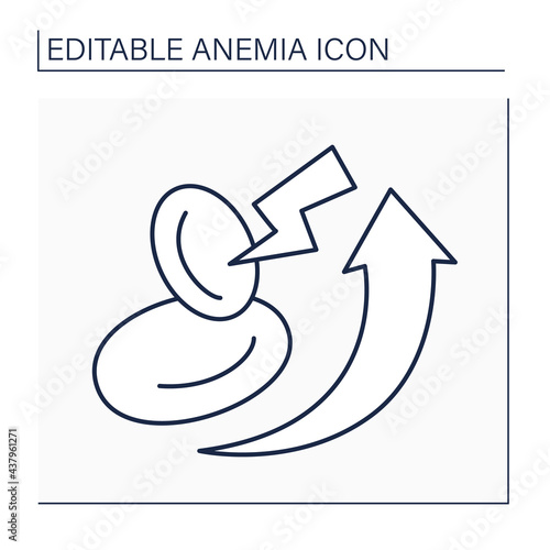 Anemia line icon. Disease symptoms. High rates of red blood cell production. Health protection concept. Isolated vector illustration. Editable stroke