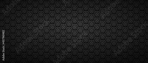 Technological hexagonal black background