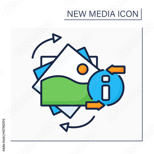 Gifs color icon. Graphics interchange format. Animated picture. Information space. New media concept. Isolated vector illustration