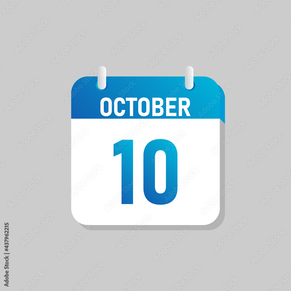 White daily calendar Icon October in a Flat Design style. Easy to edit Isolated vector Illustration. White daily calendar Icon October in a Flat Design style. Easy to edit Isolated vector Illustration.