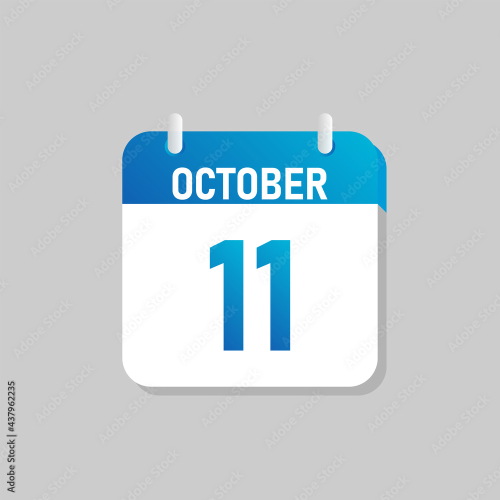 White daily calendar Icon October in a Flat Design style. Easy to edit Isolated vector Illustration. White daily calendar Icon October in a Flat Design style. Easy to edit Isolated vector Illustration.