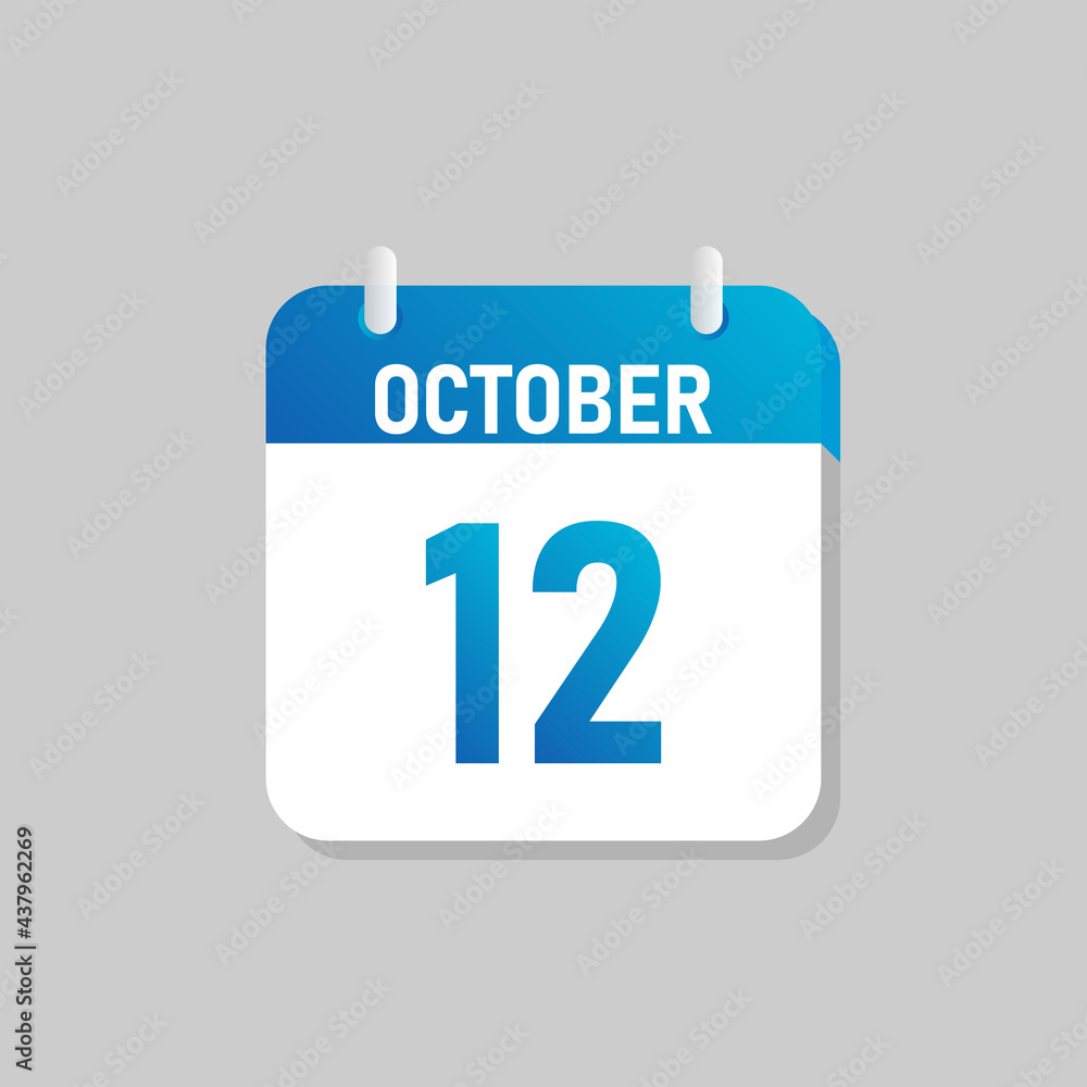 White daily calendar Icon October in a Flat Design style. Easy to edit Isolated vector Illustration. White daily calendar Icon October in a Flat Design style. Easy to edit Isolated vector Illustration.