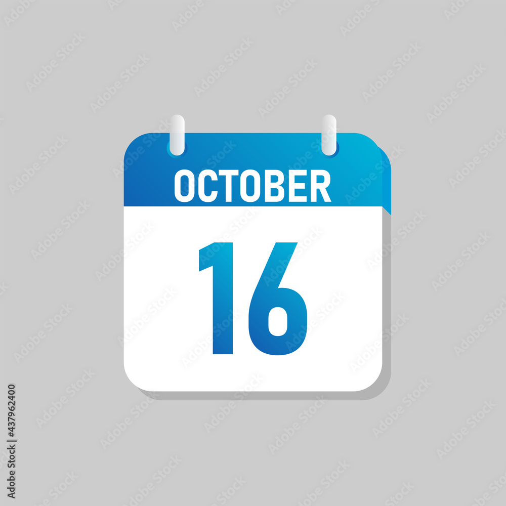 White daily calendar Icon October in a Flat Design style. Easy to edit Isolated vector Illustration. White daily calendar Icon October in a Flat Design style. Easy to edit Isolated vector Illustration.