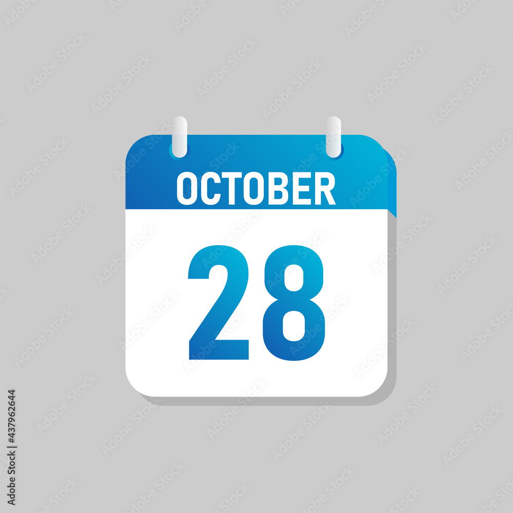 White daily calendar Icon October in a Flat Design style. Easy to edit Isolated vector Illustration. White daily calendar Icon October in a Flat Design style. Easy to edit Isolated vector Illustration.
