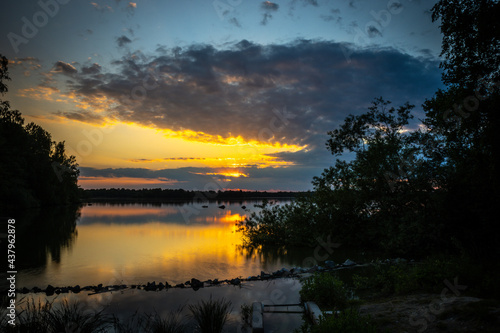 sunset by the lake