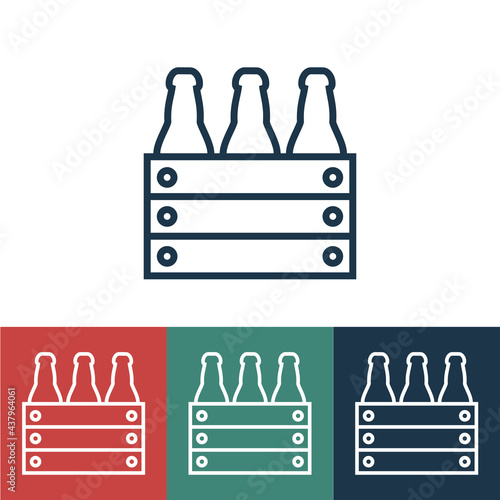 Linear vector icon with box of beer