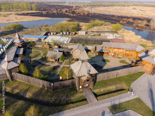 Yalutorovsk, Russia - May 7, 2021: Yalutorovsky jail. One of first city settlements in territory of Siberia. It is recreated in an original form to 350 anniversary of town photo