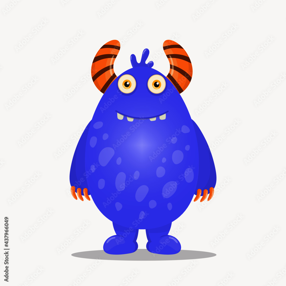 a cheerful blue monster with striped horns and big eyes a cheerful blue monster with striped horns and big eyes
