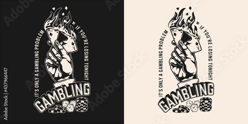 Gambling monochrome vintage emblem