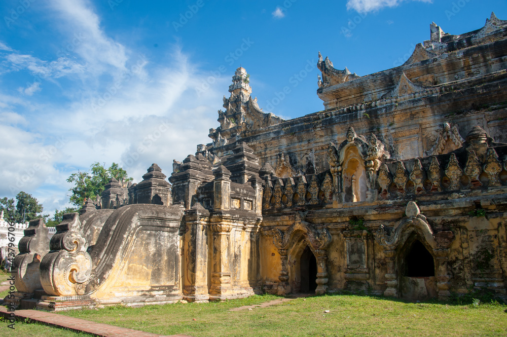 ancient stone building in Myanmar bathed in light