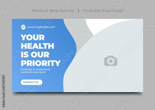 youtube thumbnail template for Medical healthcare. Video thumbnail banner template.