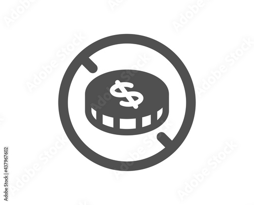 No cash simple icon. Tax free sign. Coins money symbol. Classic flat style. Quality design element. Simple no cash icon. Vector