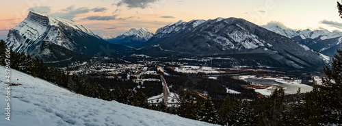 Mount Rundle and Banff in Alberta Canada as seen from Mount Norquay