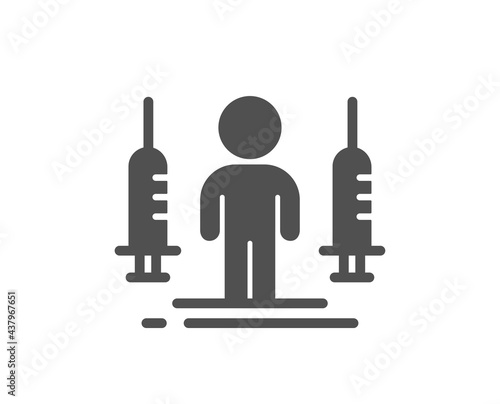 Coronavirus two injections simple icon. Corona vaccine syringe sign. Covid jab symbol. Classic flat style. Quality design element. Simple coronavirus injections icon. Vector