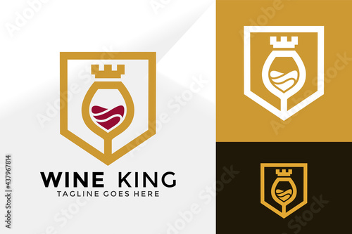 Wine King Logo Design, Brand Identity Logos Designs Vector Illustration Template