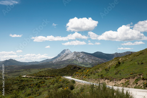 View of the mountain peaks of Palencia. Pico Espiguete, Montaña Palentina and its peaks. Route of the reservoirs of Palencia. Landscapes of Palencia, Castilla y León, Spain photo