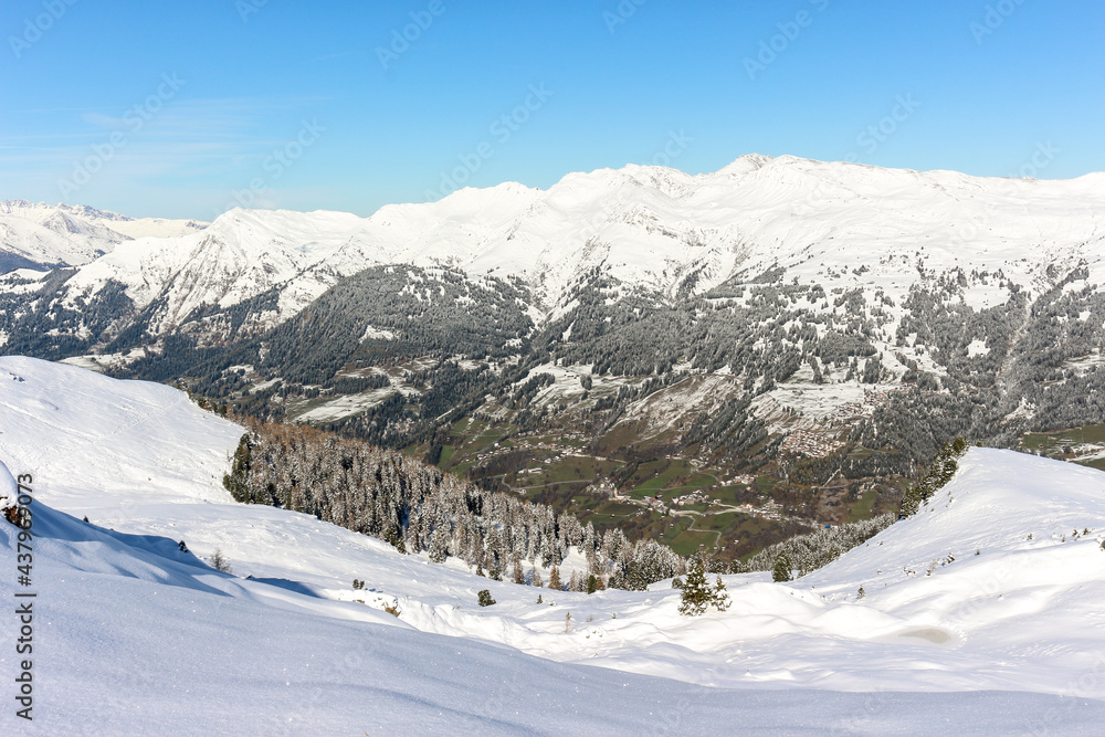 Winter Mountain Landscape in Arosa, Switzerland