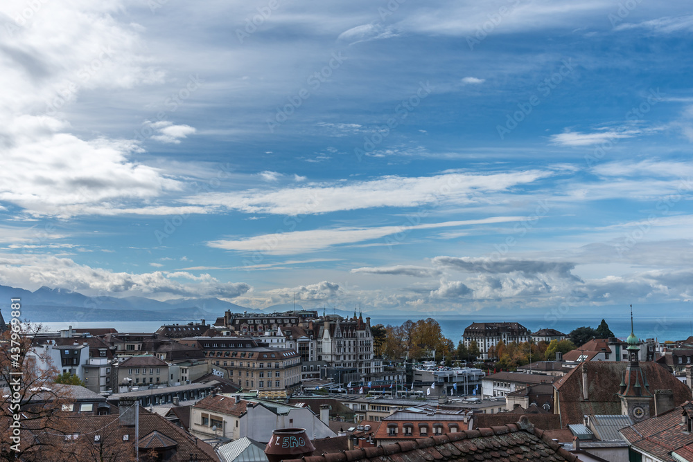 Aerial view of the city of Lausanne