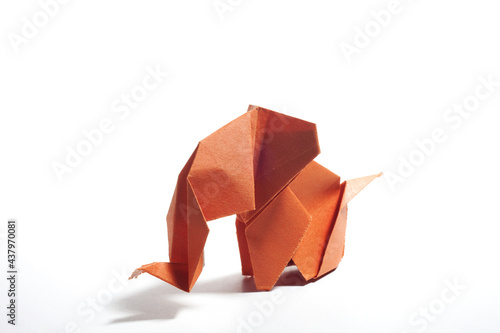 Photography Origami elephants isolated on white background