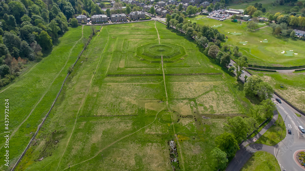 An aerial view of the Kings Knot in Sterling, Central Scotland, UK