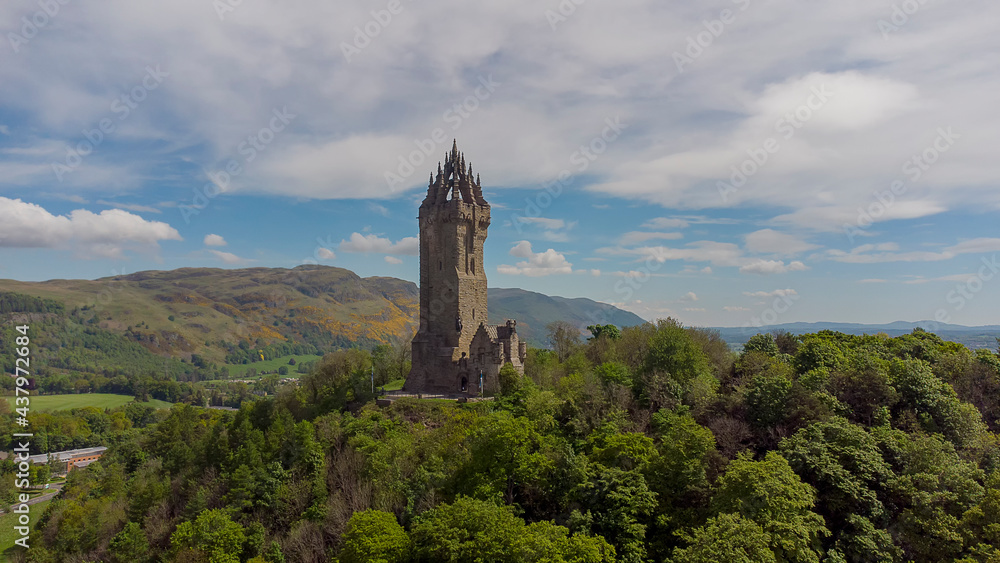 The National Wallace Monument overlooking the city of Stirling in Scotland, UK