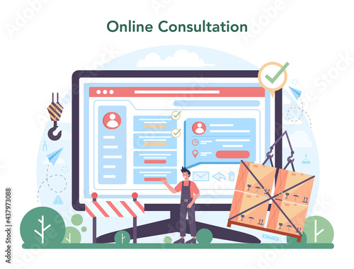 Slinger online service or platform. Professional workers of constructing