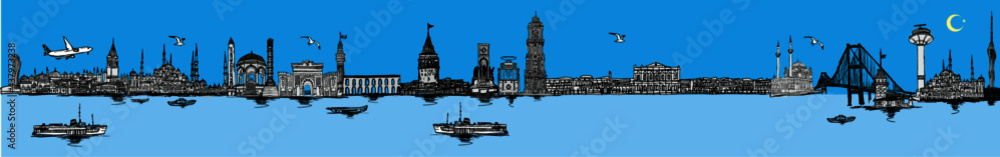 Naklejka premium istanbul icons graphic design vector art