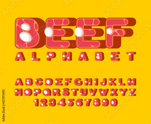 Beef font. Meat ABC. Meat letters. Pork Alphabet