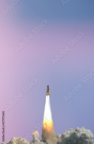 Space shuttle launches to stars. The elements of this image furnished by NASA. © wowinside