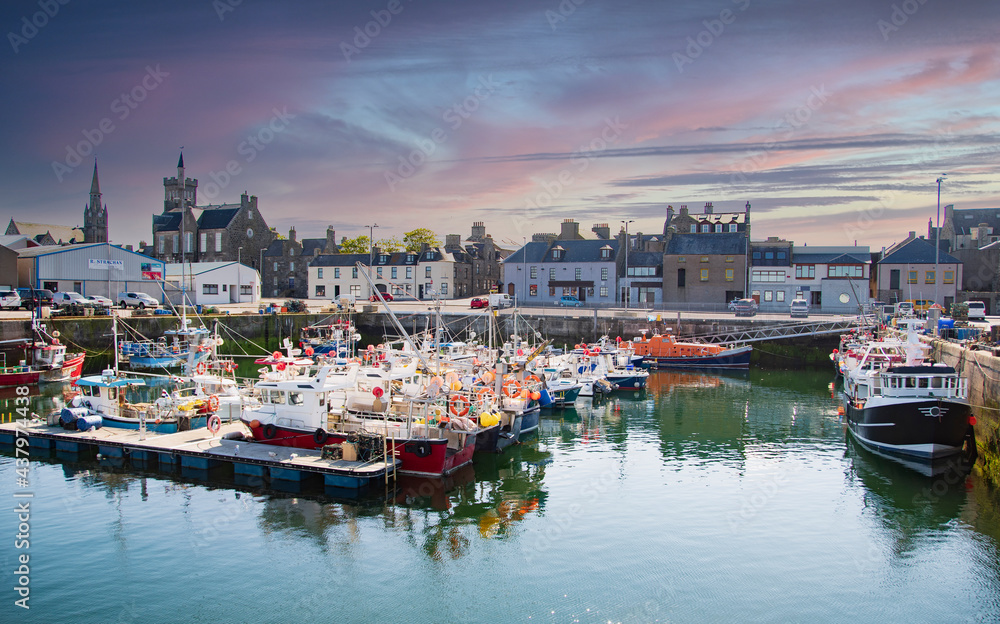 Small boat harbour in Fraserburgh, Harbour, Aberdeenshire, Scotland, UK