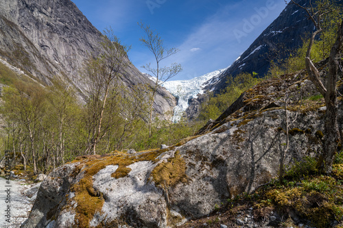 Briksdalsbreen, (Briksdal Glacier), one of the most accessible arms of the Jostedalsbreen Glacier in the municipality of Stryn in Vestland county in Norway. photo